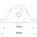 50mm Round groove wheel in support bracket Side View drawing with Dimensions