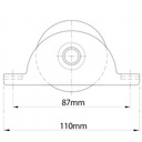 60mm Round groove wheel in support bracket Side view Drawing with Dimensions
