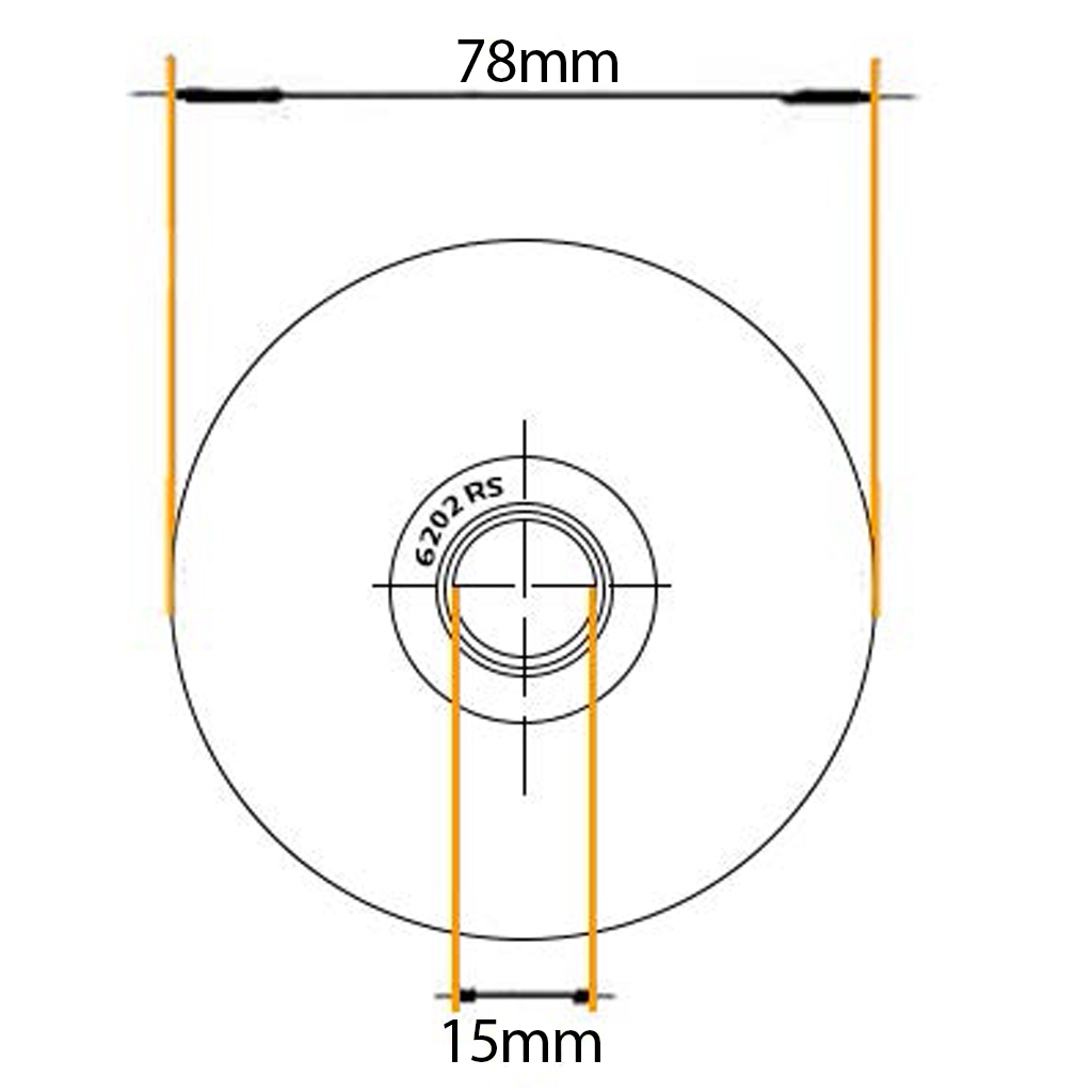 80mm Round groove wheel with 1 ball bearing Side view drawing with Dimensions
