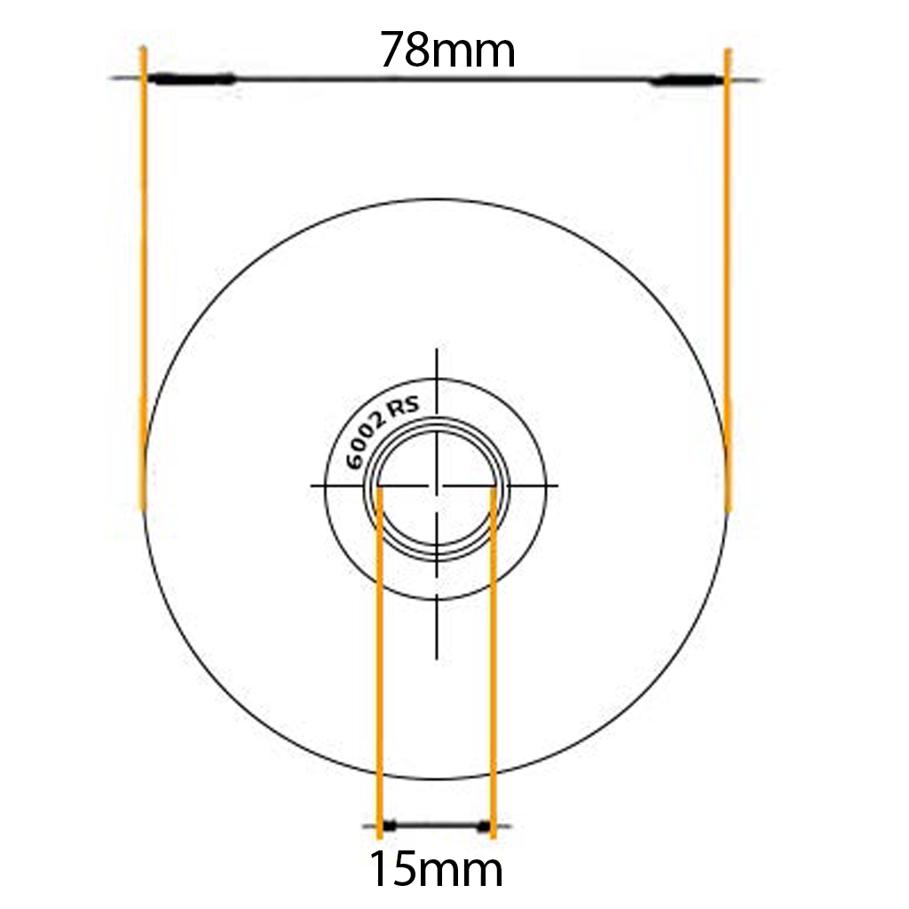 80mm Round groove wheel with 2 ball bearing Side View Drawing with Dimensions
