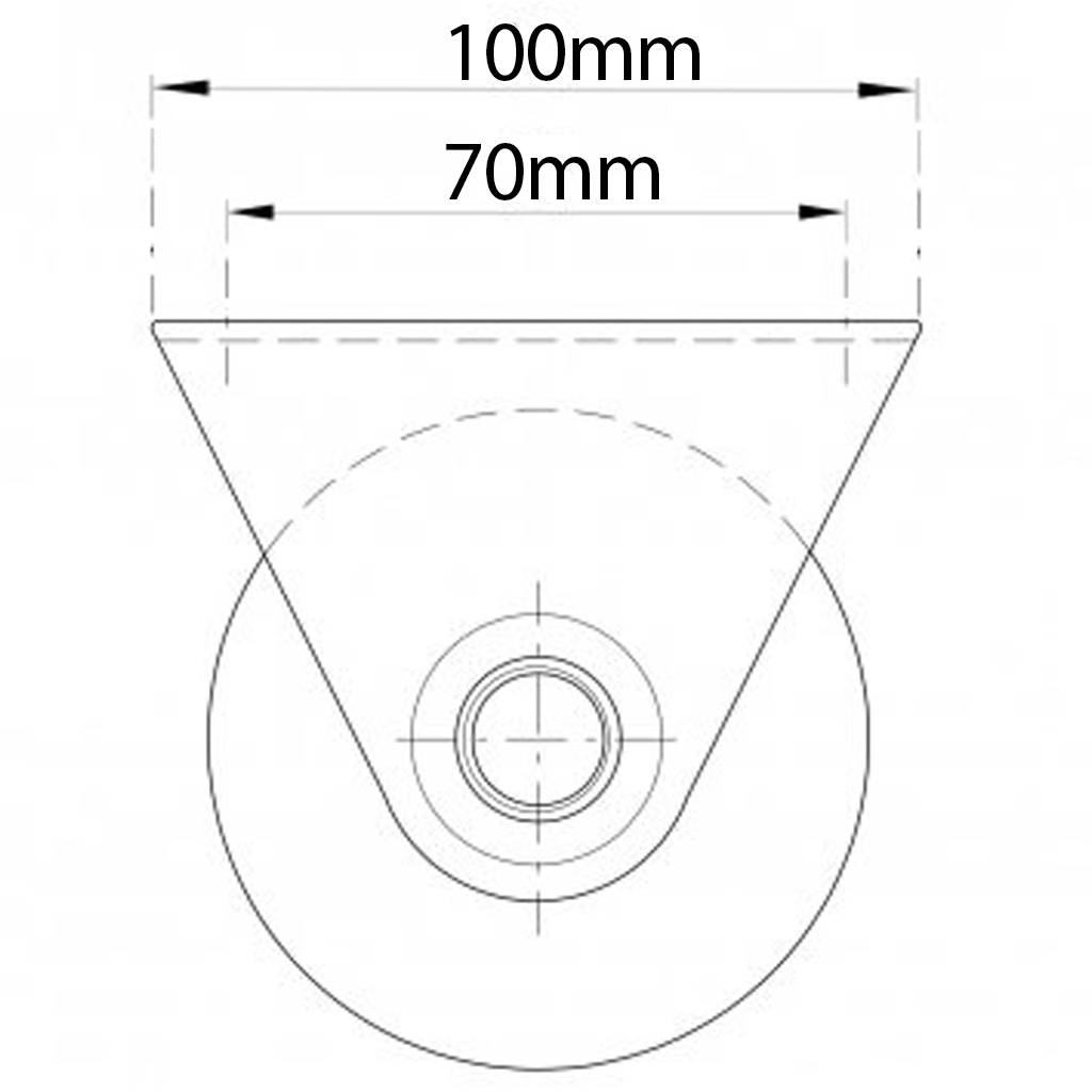 80mm V-groove wheel in fixed bracket side view drawing with Dimensions