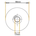 100mm Round groove wheel with 1 ball bearing side view drawing with Dimensions