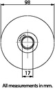 100mm V-groove wheel with 1 ball bearing side view - Dimensions