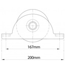 120mm Round groove wheel in support bracket side view Drawing with Dimensions