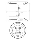 10.00x9 Wheel rim 4/101.6/67 silver Drawing with Dimensions