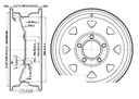 4.5x13" Wheel rim 5/114.3/84 ET0 white spoked 650kg Drawing with Dimensions