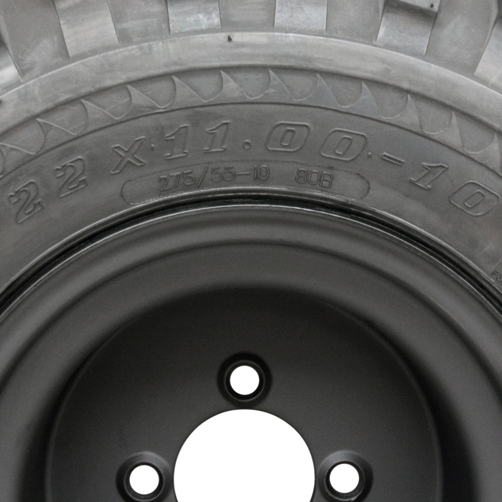 22x11.00-10 4ply Wanda P334 Utility tyre on 4x4" black rim Size