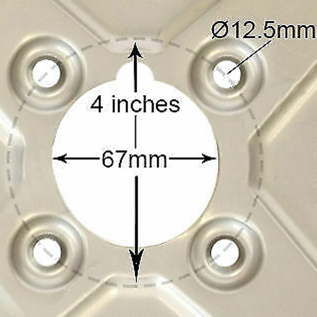 22x11.00-8 4pr Wanda P512 grass tyre TL on steel rim 4/101.6/67, 470kg load capacity, Rim centre with measurements