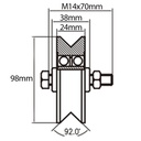 100mm V-groove wheel with 2 ball bearing Drawing with Dimensions