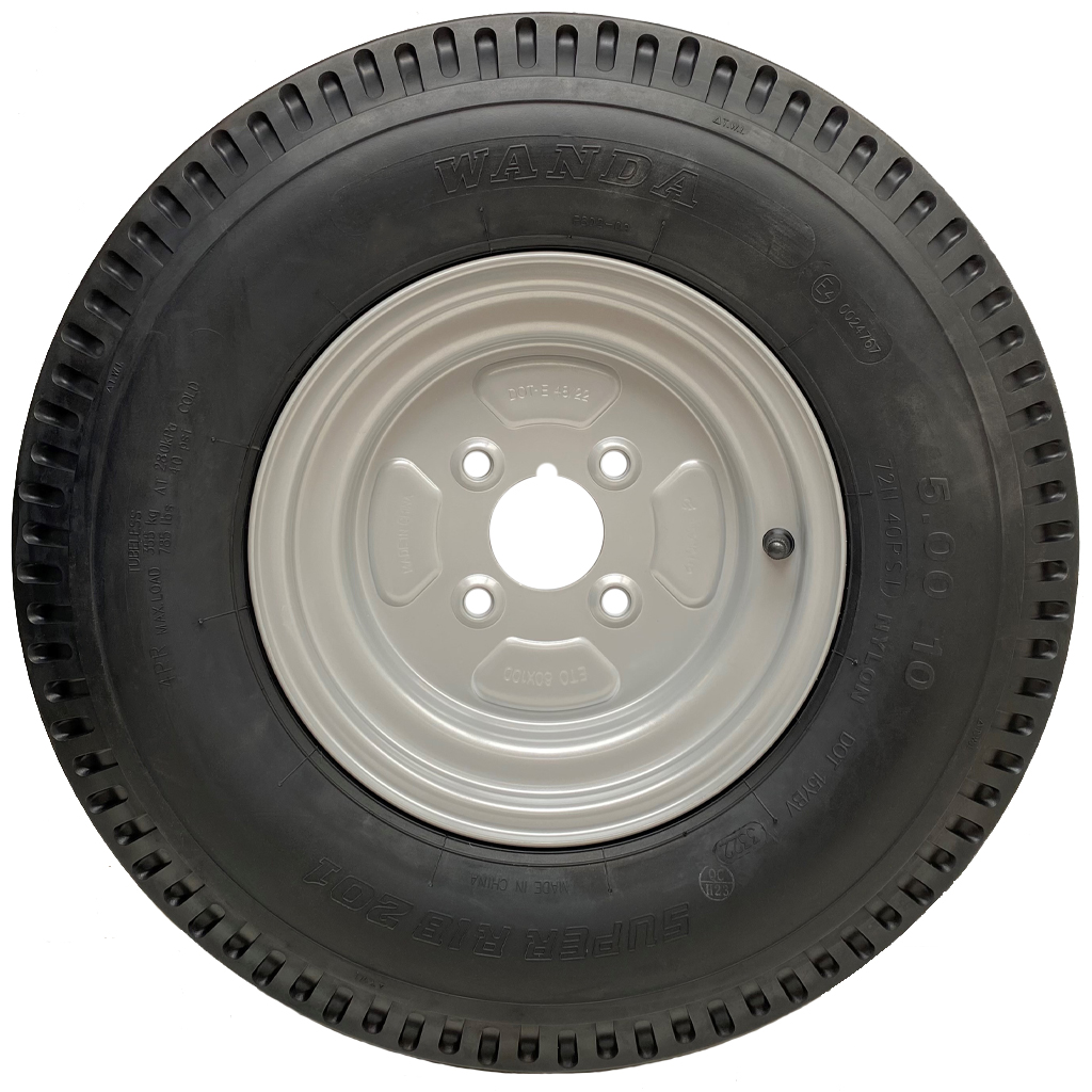 500x10 4ply trailer wheel & tyre assembly 4/101.6/67 (4" PCD) side view