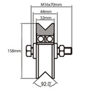 160mm V Groove wheel 2 ball bearing Drawing with Dimensions