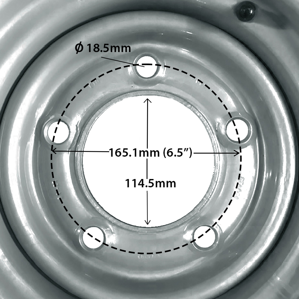 185/70R13 Trailer wheel 5/165.1 rim centre with dimensions