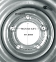 195/50R13 5/165.1 TRAILER WHEEL, rim centre with dimensions