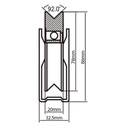 80mm V-groove wheel in fixed bracket Drawing with Dimensions