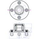 Hub & Stub axle 4/4" M10 STUD 40x40mm High speed