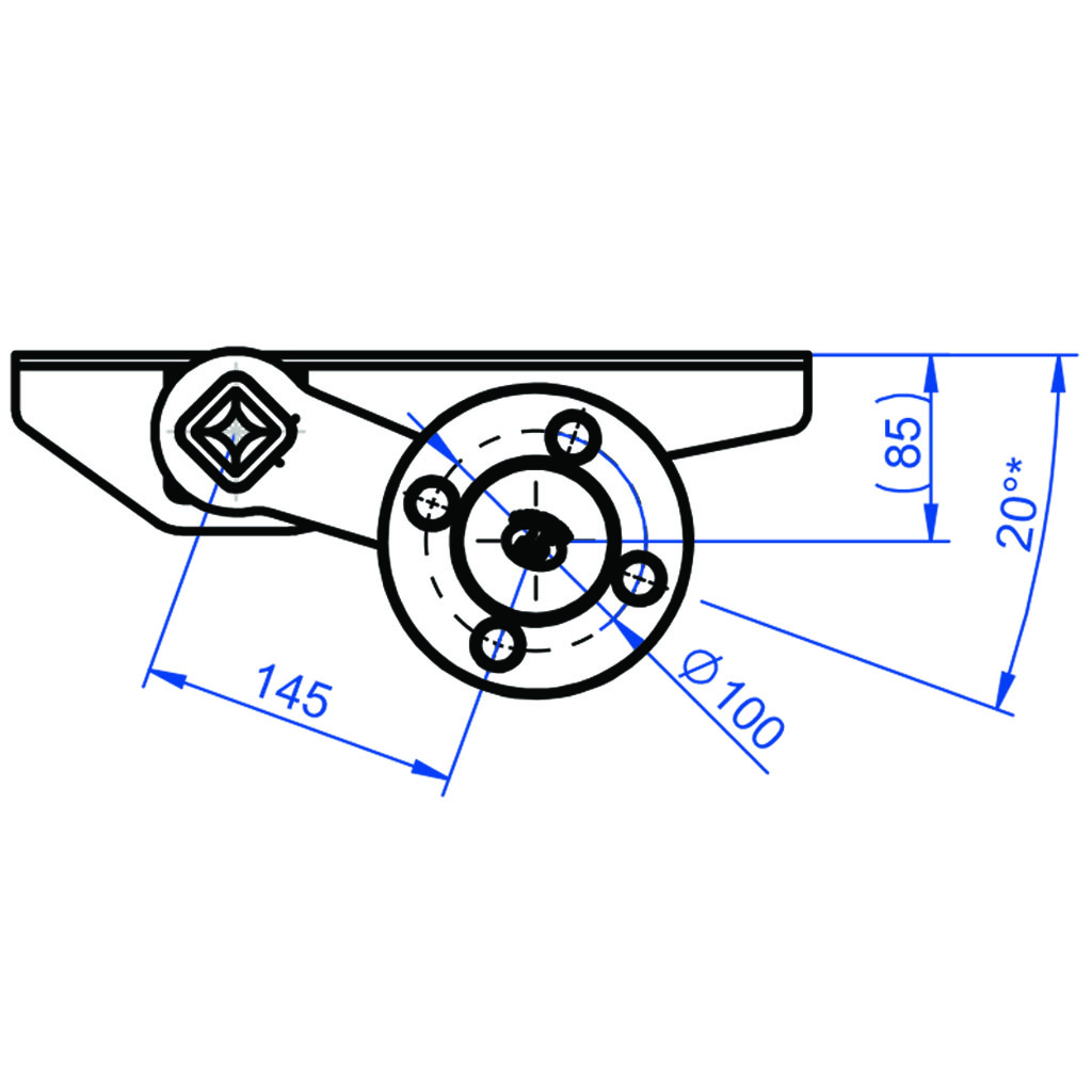 1000kg Suspension beam axle - 4/100 hubs 1460mm holes (large mounting plate)