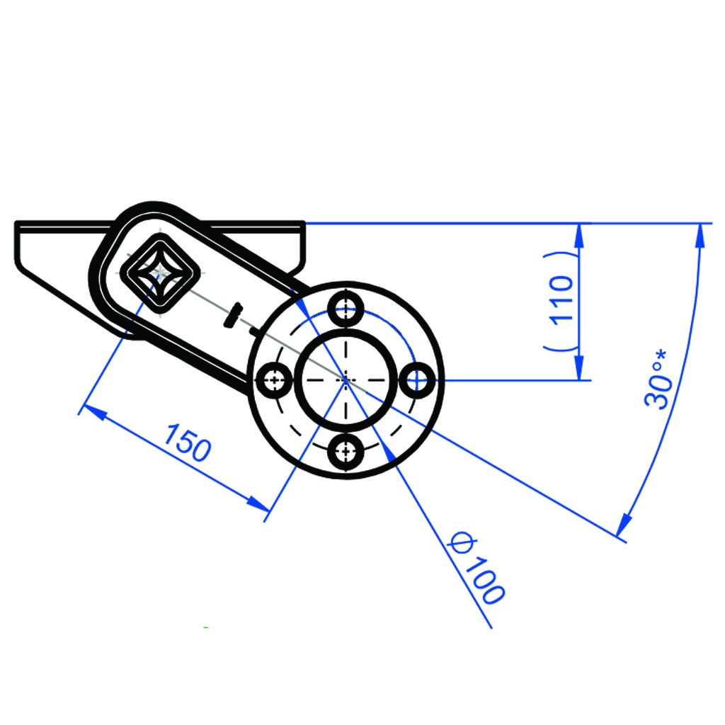 750kg Suspension beam axle - 4/100 hubs 1145mm holes Side View