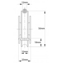 50mm Round groove wheel in support bracket Drawing with Dimensions