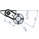 750kg Suspension beam axle - 4/100 hubs 1405mm holes Side View