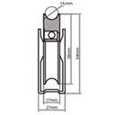 60mm Round groove wheel in fixed bracket Drawing with Dimensions