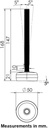M12x150 Stainless levelling foot - Dimensions