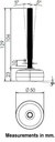 M10x100 Stainless levelling foot 50mm stainless base with anti-vibration rubber pad 350kg AISI 304/A2 - Dimensions