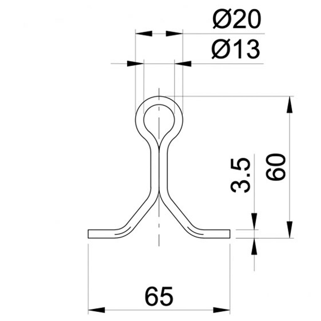 Ground track for 20mm round groove wheels for cement fixing (per mtr) Drawing with Dimensions