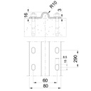 55x16mm Ground track for 20mm Round groove wheels (per metre) Drawing with Dimensions