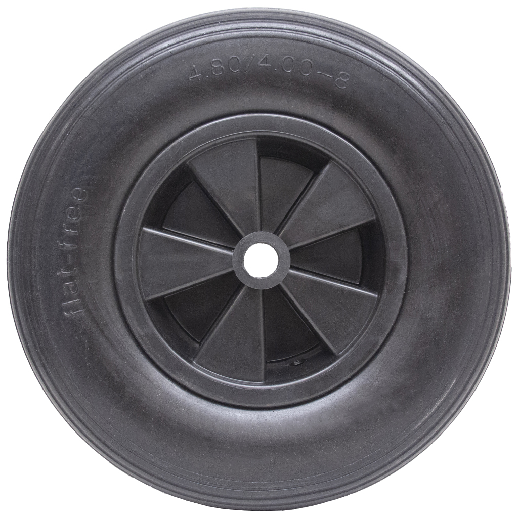 4.80/4.00x8 Puncture proof wheel plastic rim 25.4x75mm plain bearing 200kg Side View