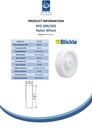Wheel series 200mm nylon 20mm bore hub length 60mm plain bearing 1500kg - Spec sheet