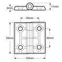 50x50mm Die cast zinc hinge with 316 stainless steel pin Drawing with Dimensions