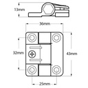 43x37mm Adjustable Torque Positioning Control Hinge Drawing with Dimensions