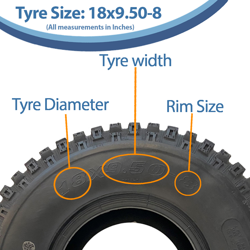 18x9.50-8 4pr Wanda P322 Knobby tyre Size with text