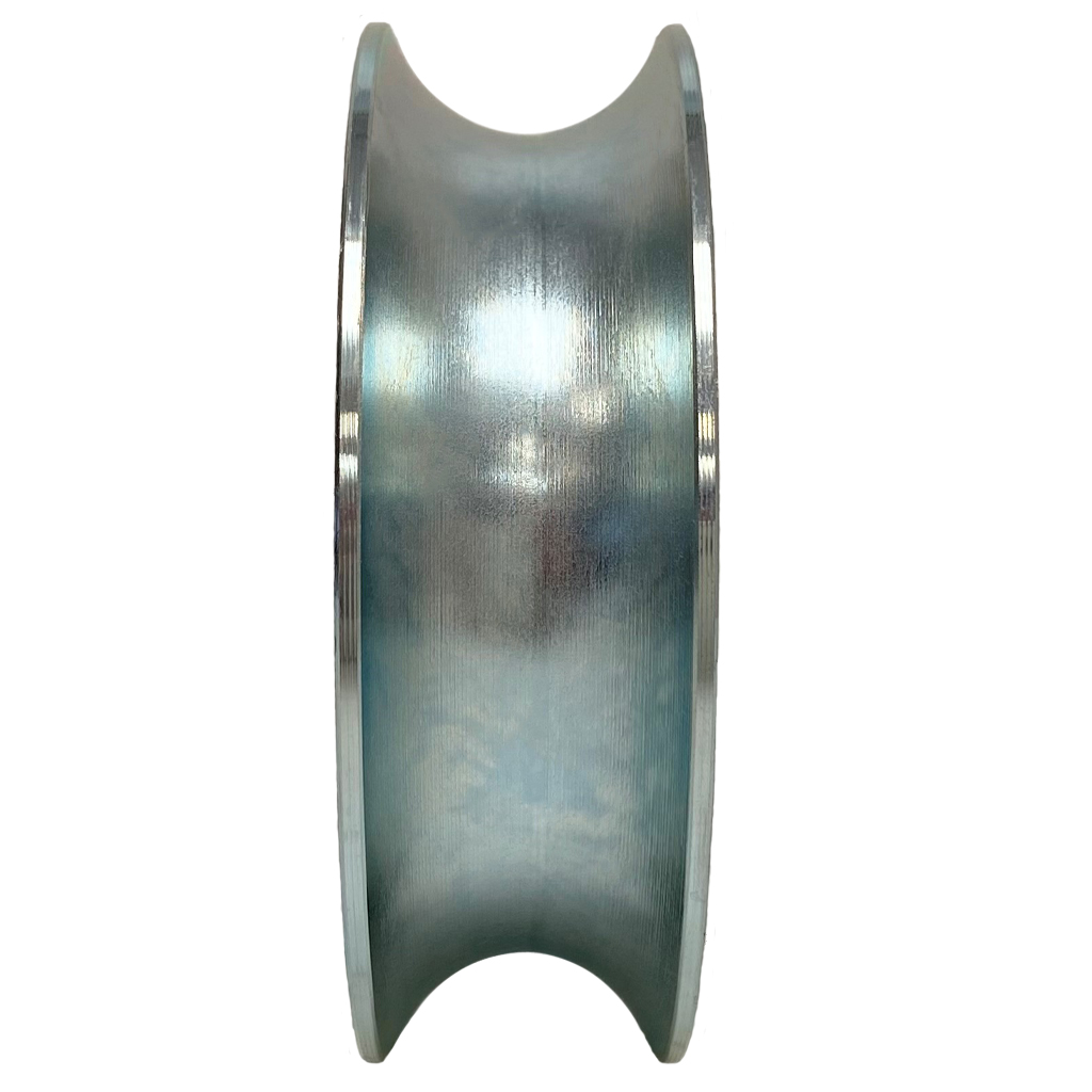 80mm Round groove wheel with 2 ball bearing edge view