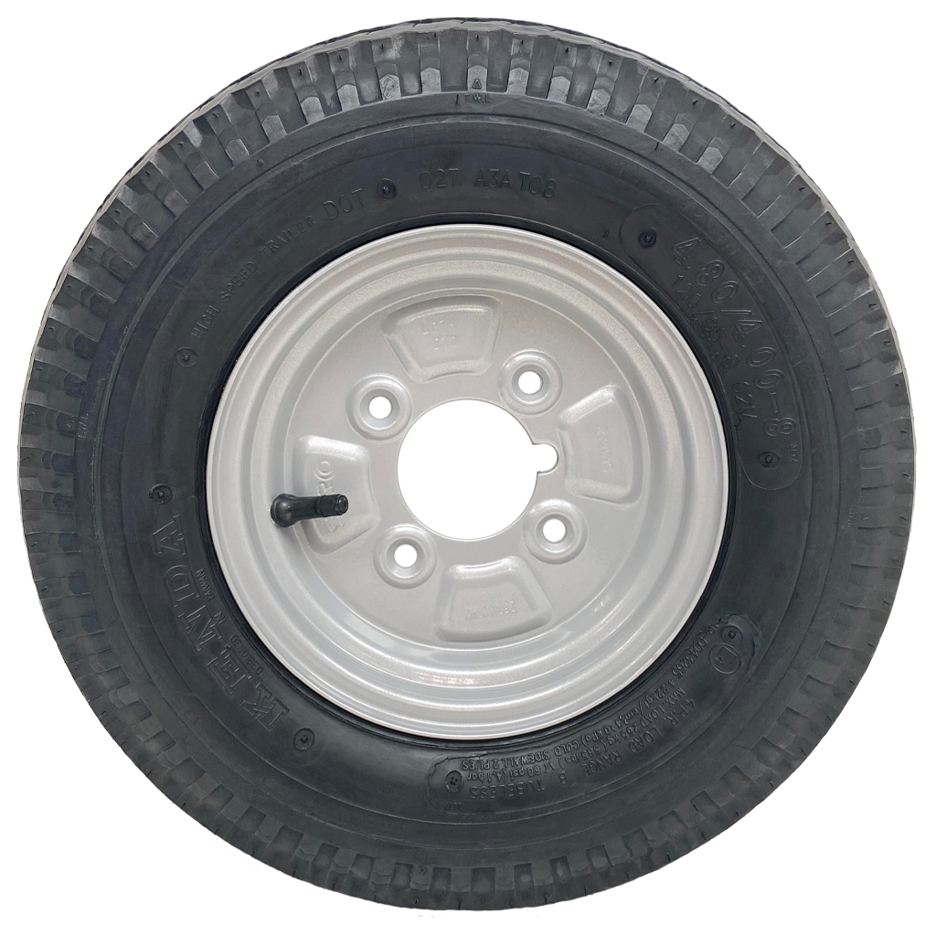 4.80/4.00-8 (120/85-8) 4ply Kenda trailer wheel & tyre assembly 4/4"/67 Side View