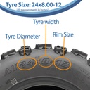 24x8.00-12 6pr Wanda Longhorn P3128 ATV tyre Size