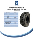 24x8.00-12 6pr Wanda Longhorn P3128 ATV tyre Spec Sheet