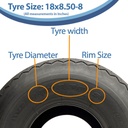 18x8.50-8 4pr Wanda P509 golf cart tyre Size with Dimensions