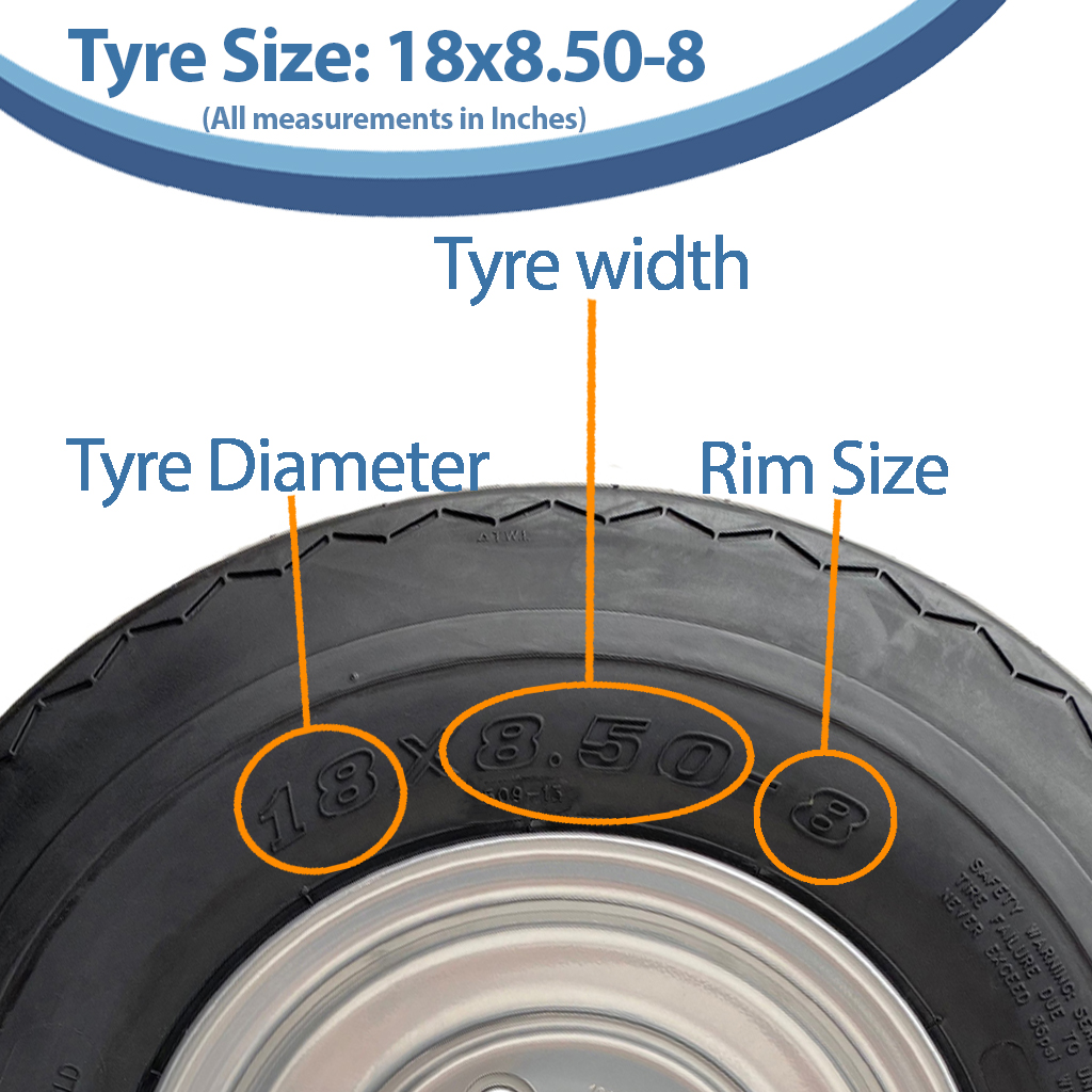 18x8.50-8 4pr Wanda P509 golf cart tyre Size with Dimensions