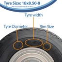 18x8.50-8 4pr Wanda P509 golf cart tyre Size with Dimensions