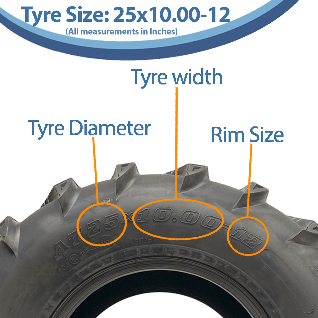 25x10.00-12 6pr Wanda P377 ATV tyre Size with Dimensions