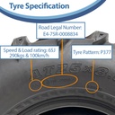25x8.00-12 6pr Wanda P377 ATV tyre specifications