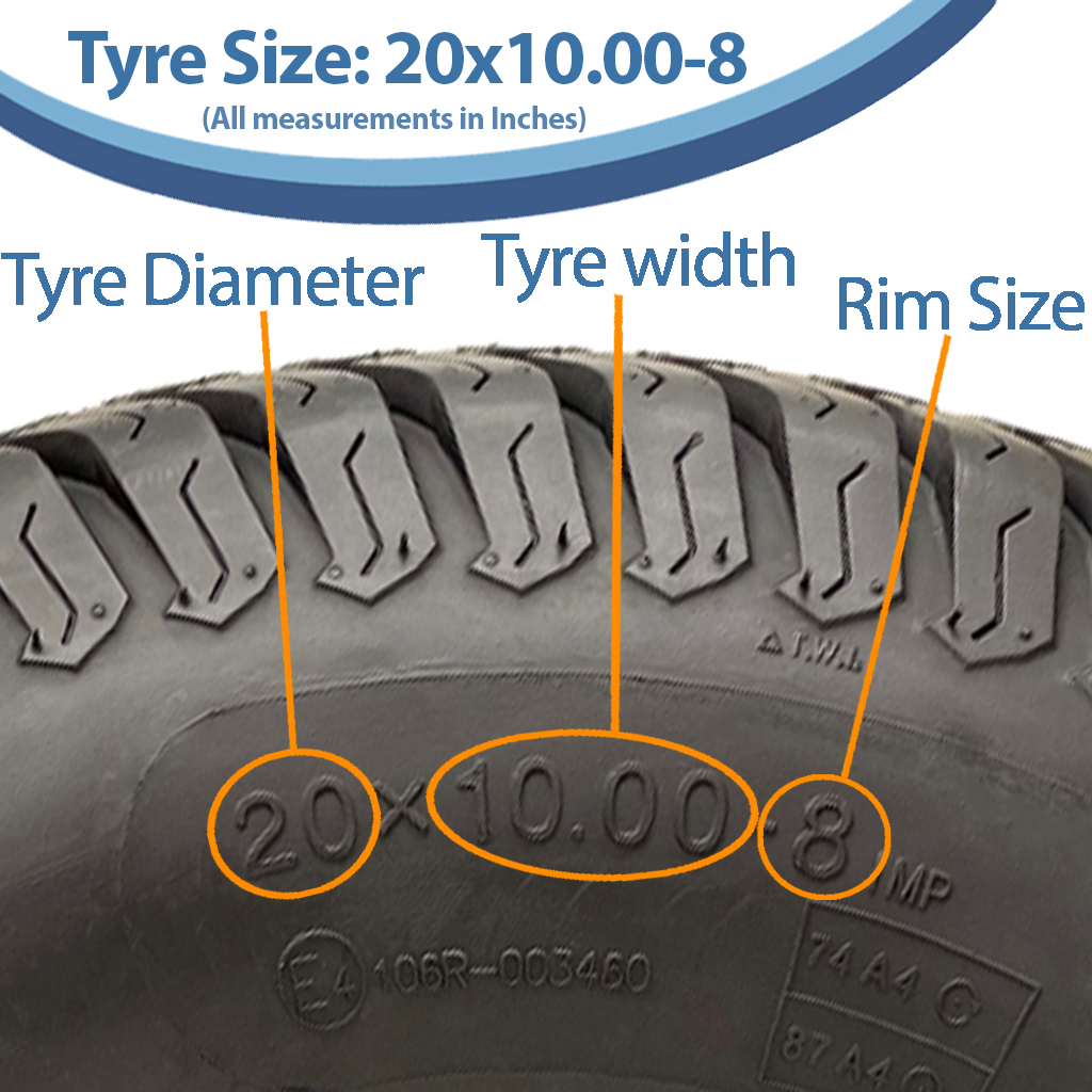 20x10.00-8 P332 Tyre size with Dimension text