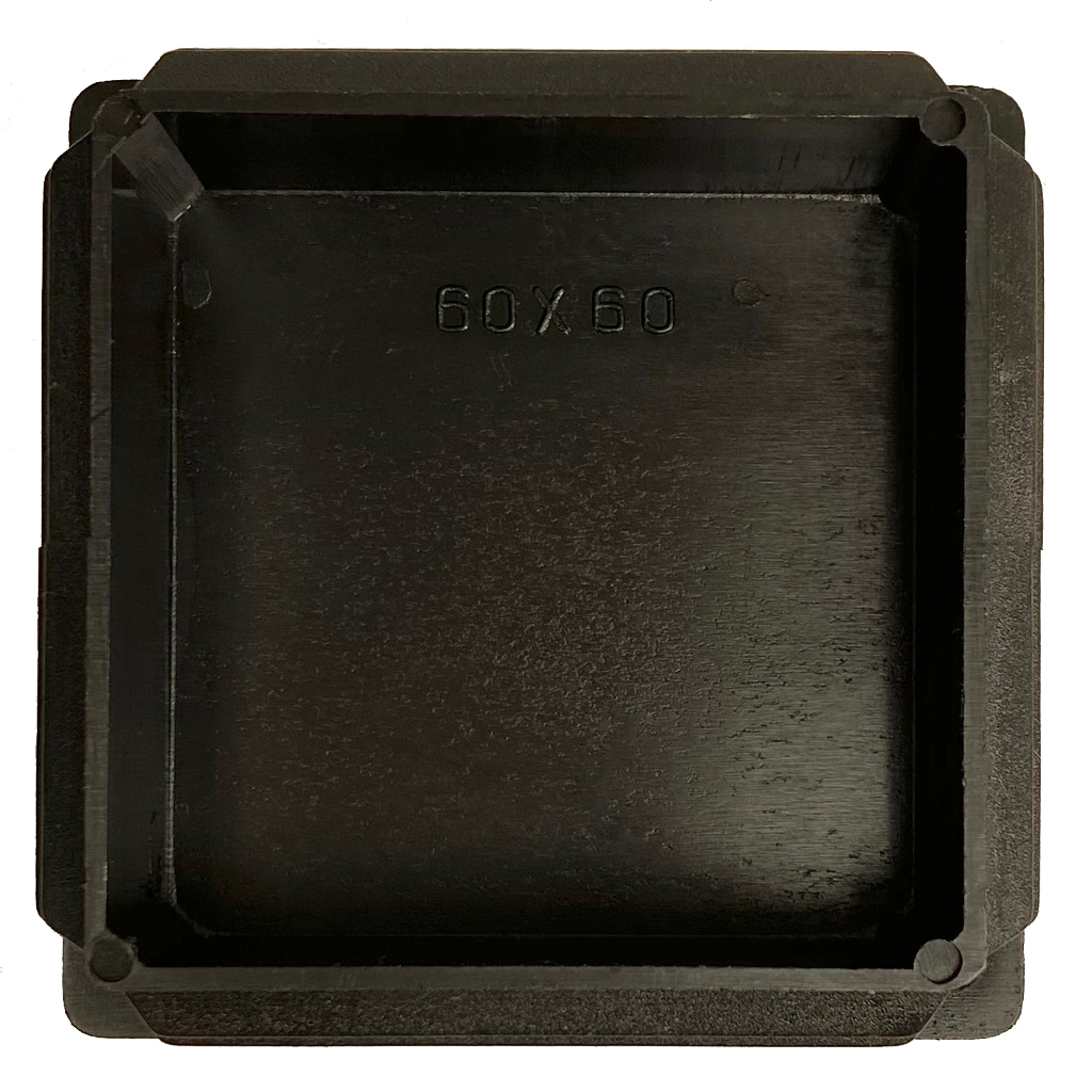 Plastic square insert 60x60mm (2.0/4.0mm) eroded head under side