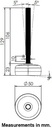 M12x100 Stainless levelling foot 50mm stainless base with anti-vibration rubber pad 400kg AISI 304/A2 - Dimensions