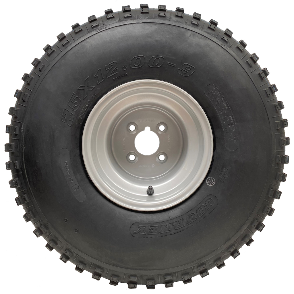 25x12.00-9 4ply P318 Knobby on 4/4" rim side view