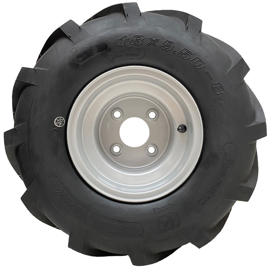 18x9.50-8 Open Centre tyre on 4/100mm rim side view