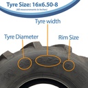 16x6.50-8 4pr Wanda P328 Open-Centre tyre Size with Text