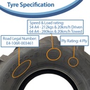 16x6.50-8 4pr Wanda P328 Open-Centre tyre Specifications