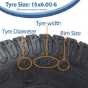 15x6.00-6 4pr Wanda P332 grass tyre size with text